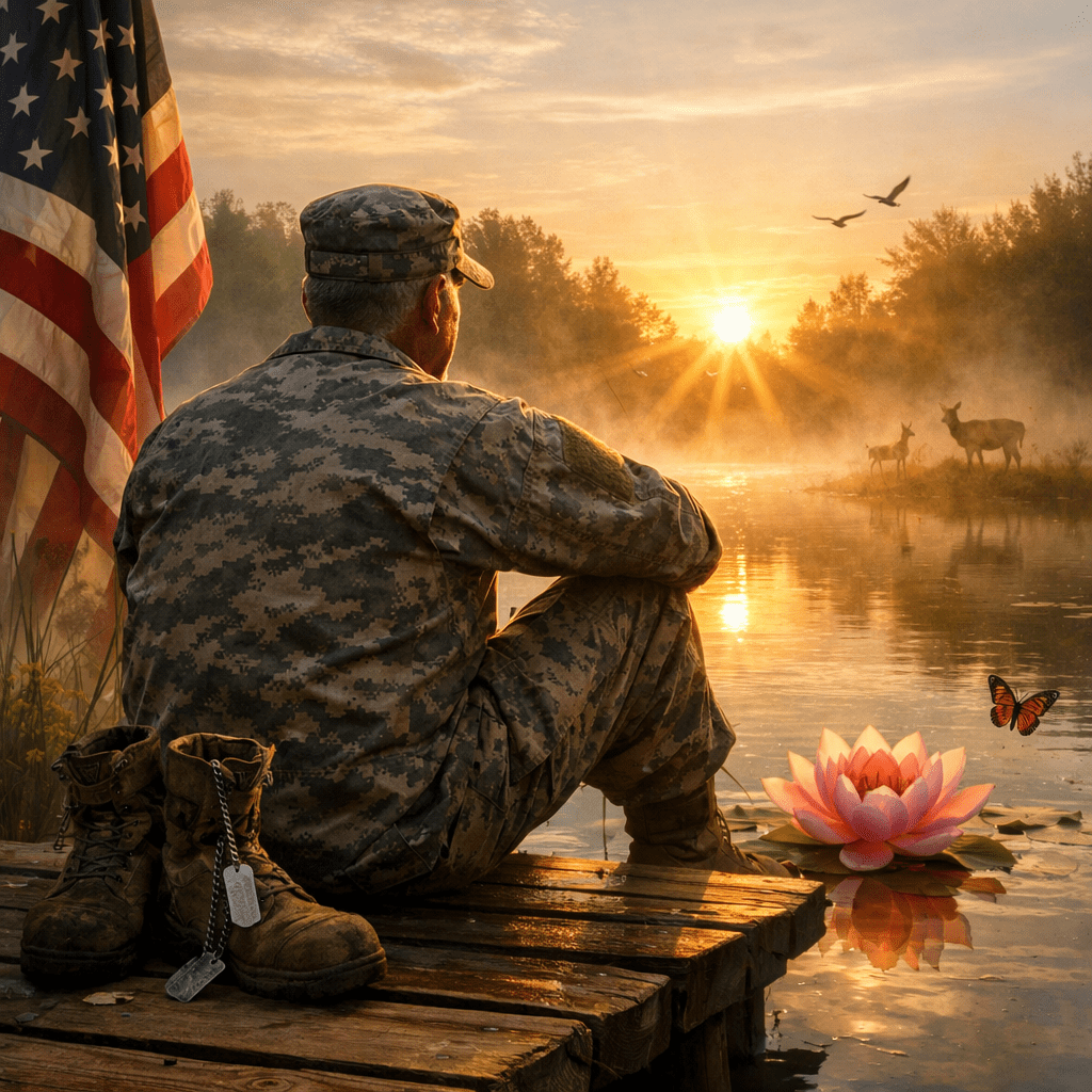 Reflective veteran symbolizing healing and renewal