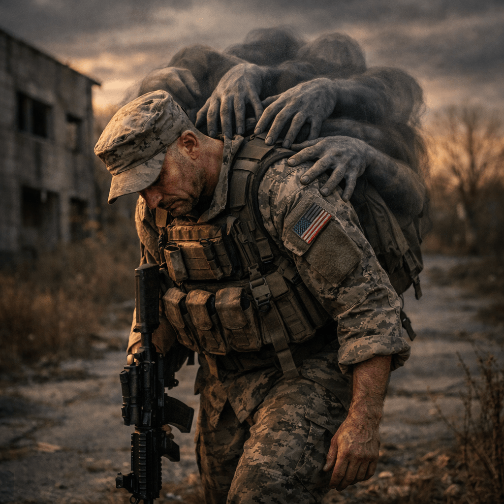 Veteran carrying invisible emotional weight alone