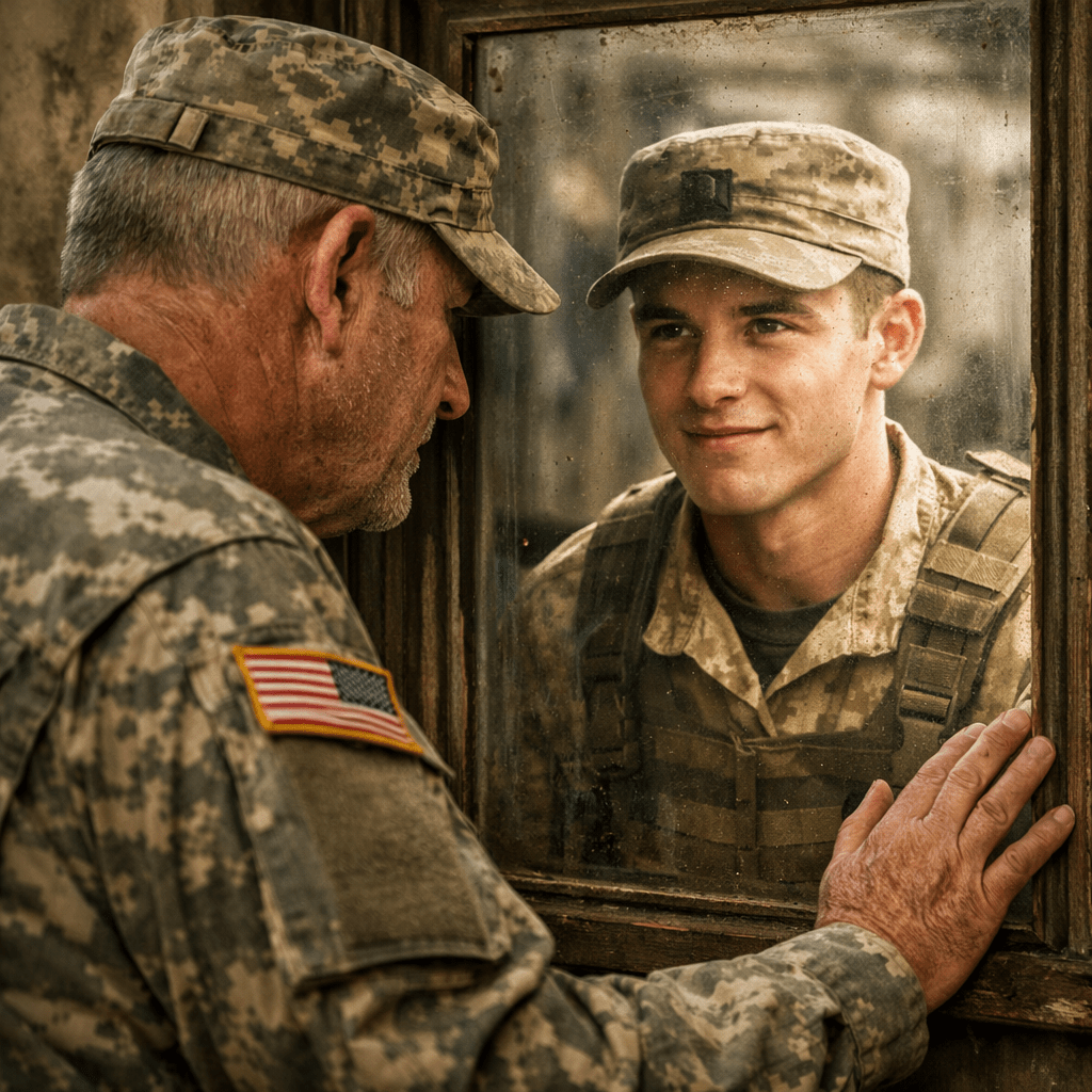 Veteran seeing younger self in reflection