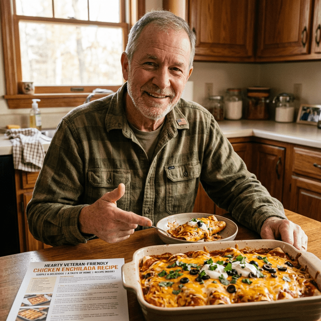 Hearty veteran-friendly chicken enchilada recipe promotion