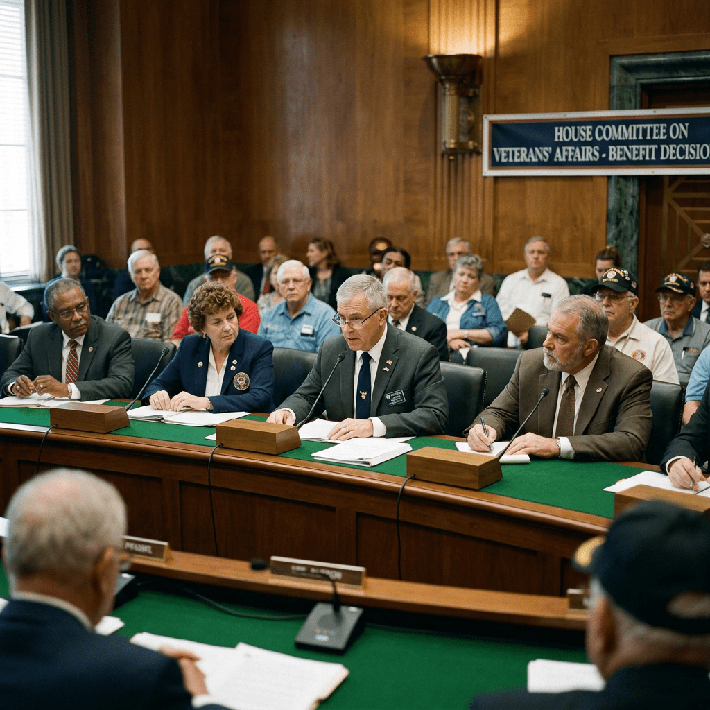 Committee members and veterans at House Veterans' Affairs hearing