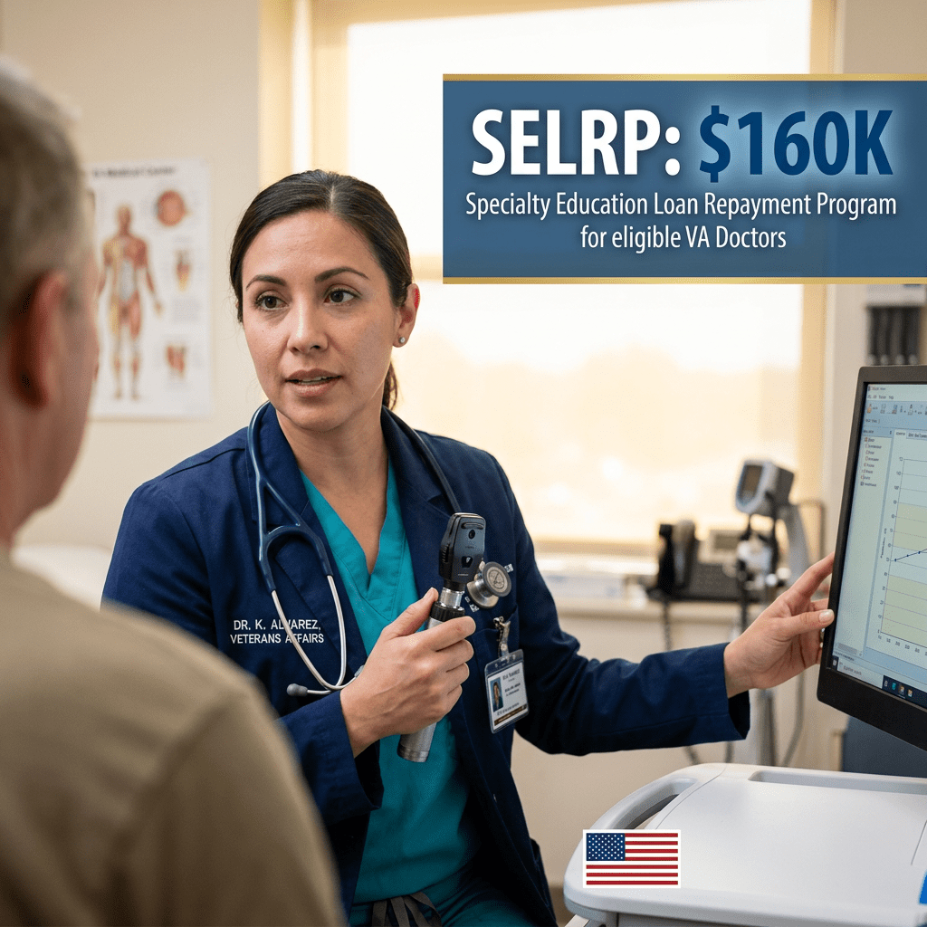 VA doctor with SELRP $160k text overlay